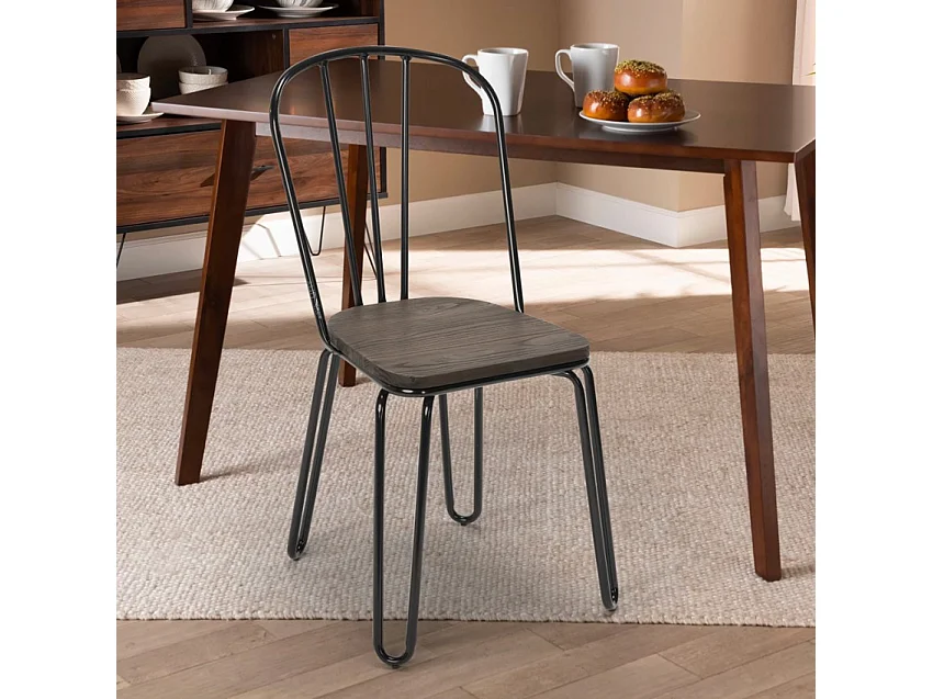 sedie industrial acciaio per bar e cucina design ferrum - Nero