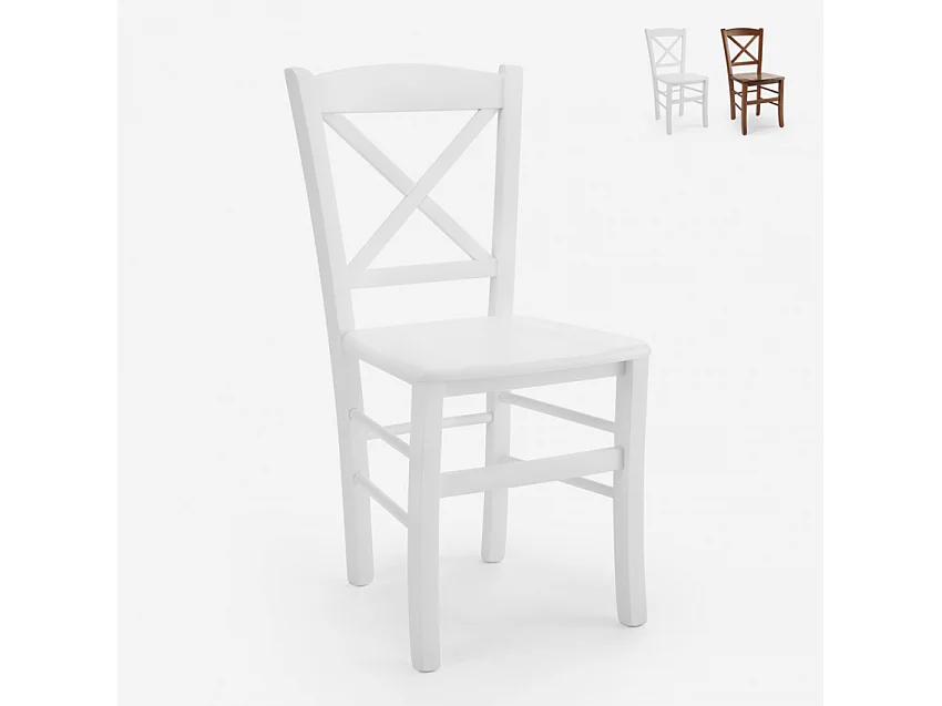 Sedia in legno classica rustica ristorante sala da pranzo bar Venezia Croce - Bianco