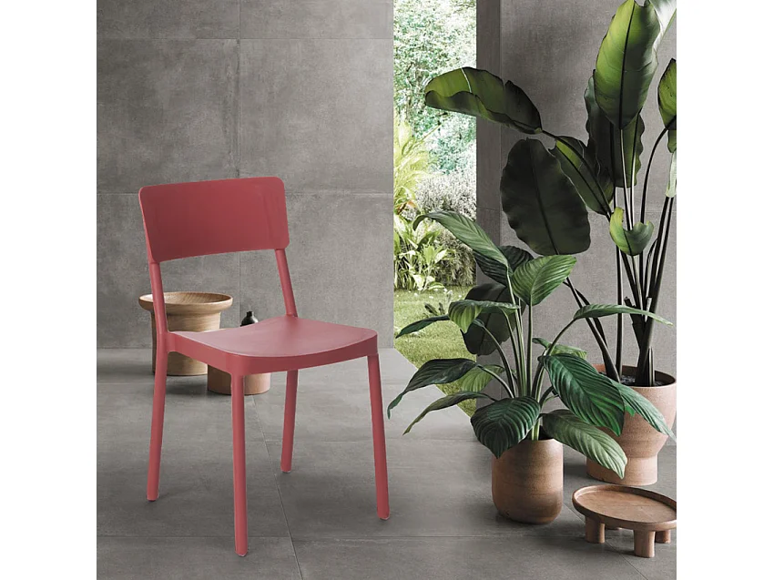 Stuhl aus Polypropylen in modernem Design für Küche Bar Restaurant Garten Liner - Rot