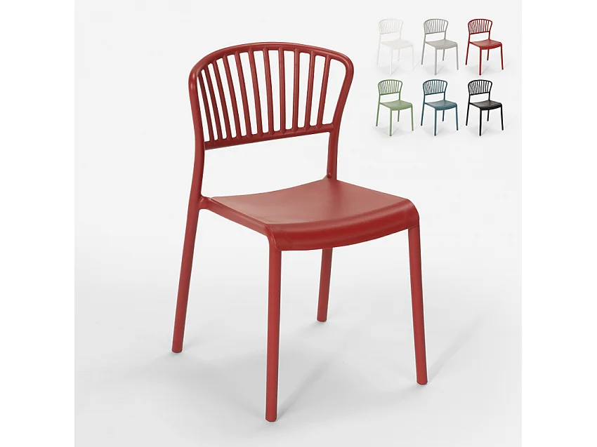 Sedia design moderno in polipropilene per cucina bar ristorante esterno Vivienne - Rosso