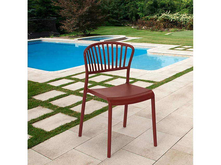 Sedia design moderno in polipropilene per cucina bar ristorante esterno Vivienne - Rosso