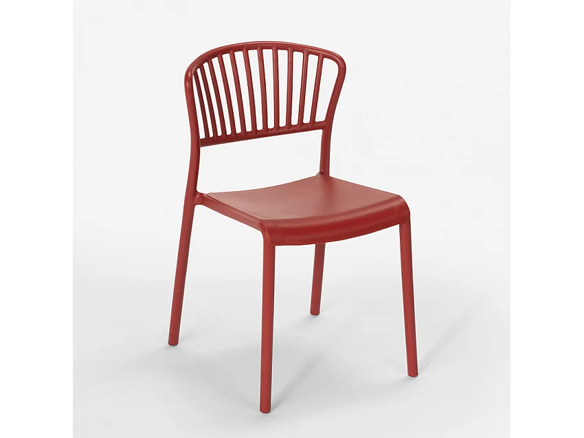 Sedia design moderno in polipropilene per cucina bar ristorante esterno Vivienne - Rosso