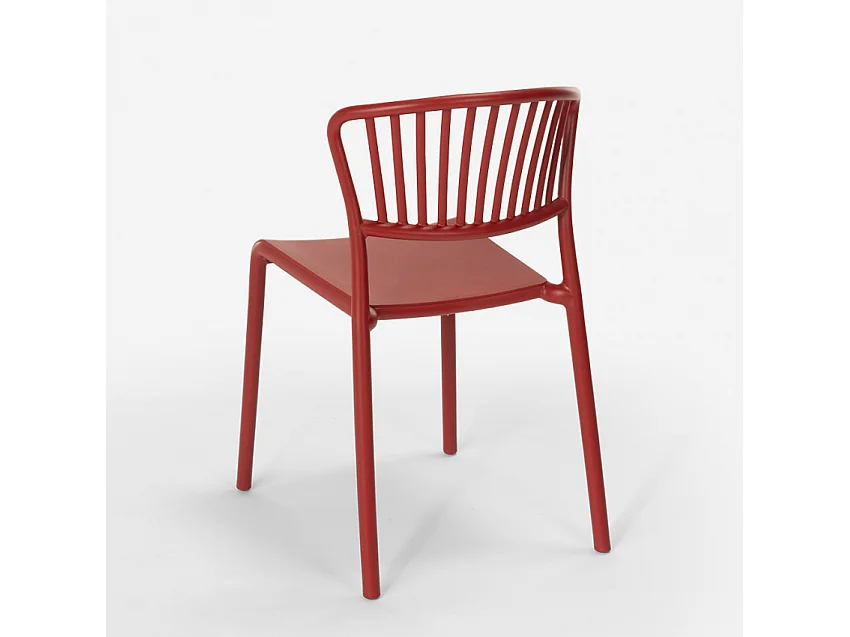 Sedia design moderno in polipropilene per cucina bar ristorante esterno Vivienne - Rosso