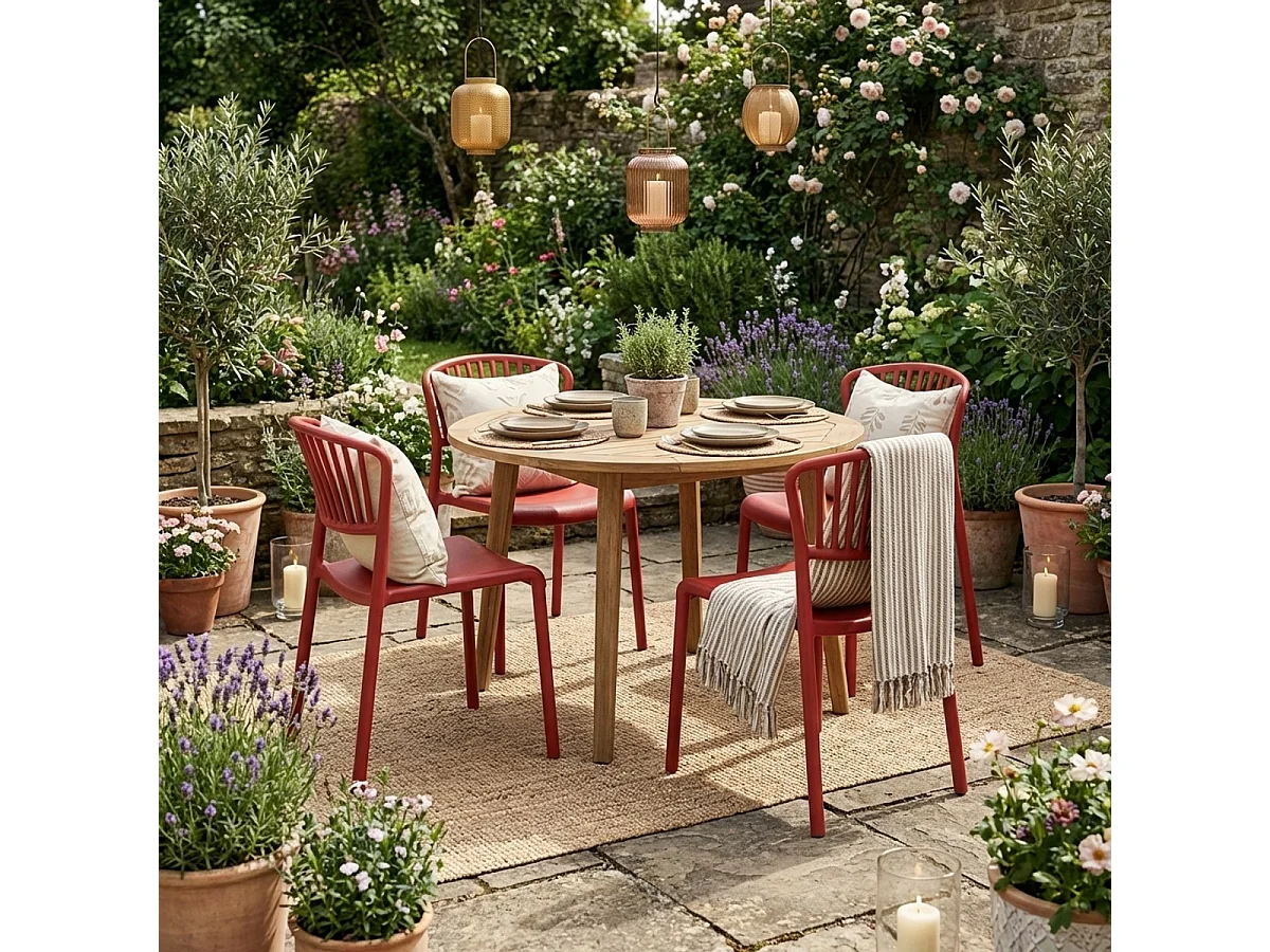 Silla de comedor de diseño moderno para interiores y exteriores Vivienne - Rojo