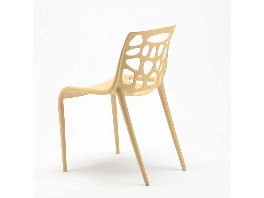 Silla polipropileno anti uv diseño moderno Gelateria cocina cafetería - Beige
