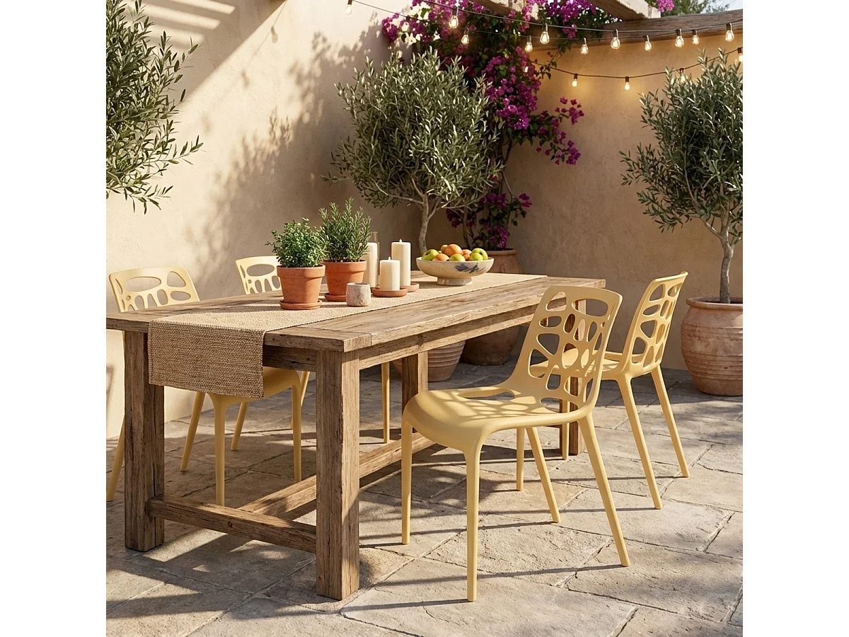 Silla polipropileno anti uv diseño moderno Gelateria cocina cafetería - Beige