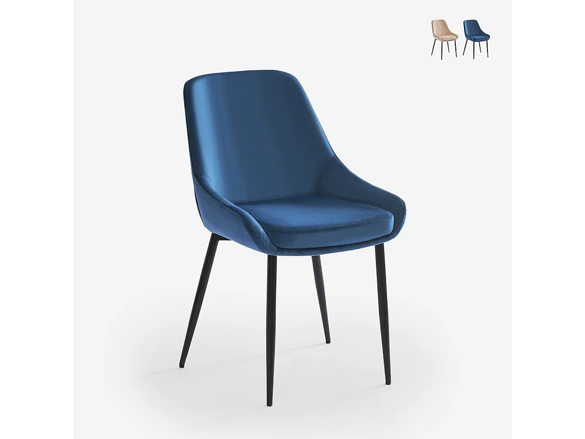 Stuhl gepolstert modern aus Samt für Küche Esszimmer Jarva - Hellblau