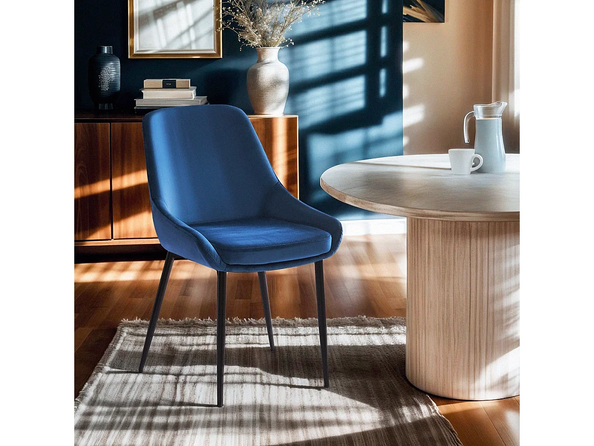 Stuhl gepolstert modern aus Samt für Küche Esszimmer Jarva - Hellblau