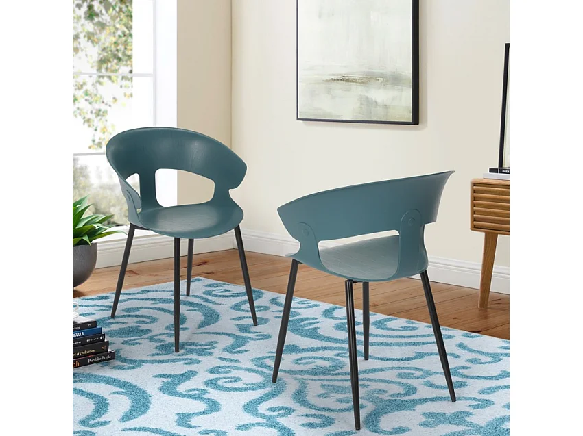 Sedia design moderno in metallo polipropilene per cucina bar ristorante Evelyn - Blu