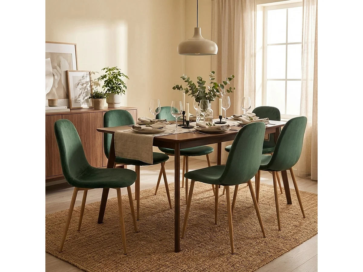 Sedia design nordico gambe legno tessuto cucina bar ristorante Salmon - Verde