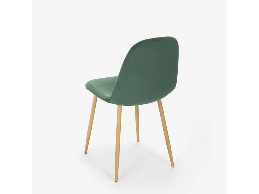 Sedia design nordico gambe legno tessuto cucina bar ristorante Salmon - Verde