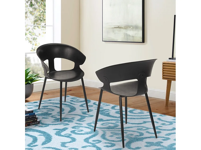 Sedia design moderno in metallo polipropilene per cucina bar ristorante Evelyn - Nero