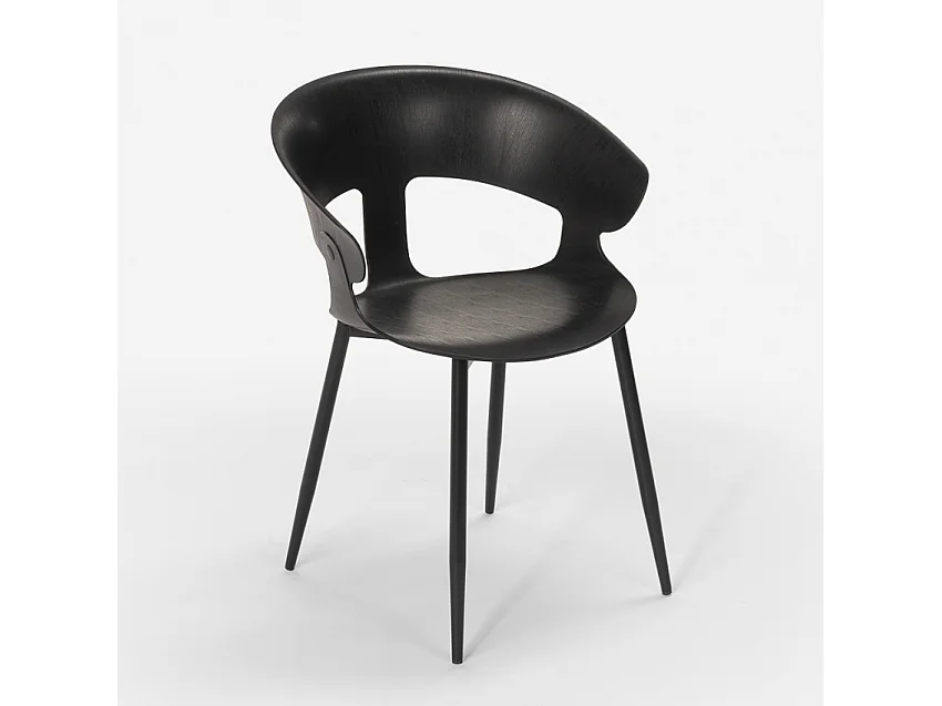Silla de comedor de diseño moderno para bar y restaurante Evelyn - Negro