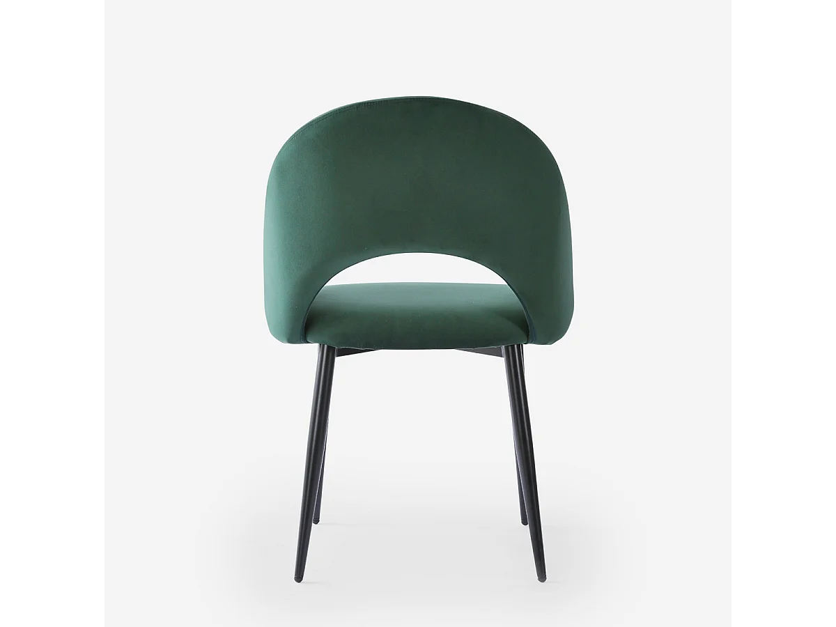 Silla con reposabrazos moderna de terciopelo para salón-comedor y cocina Rozan - Verde oscuro