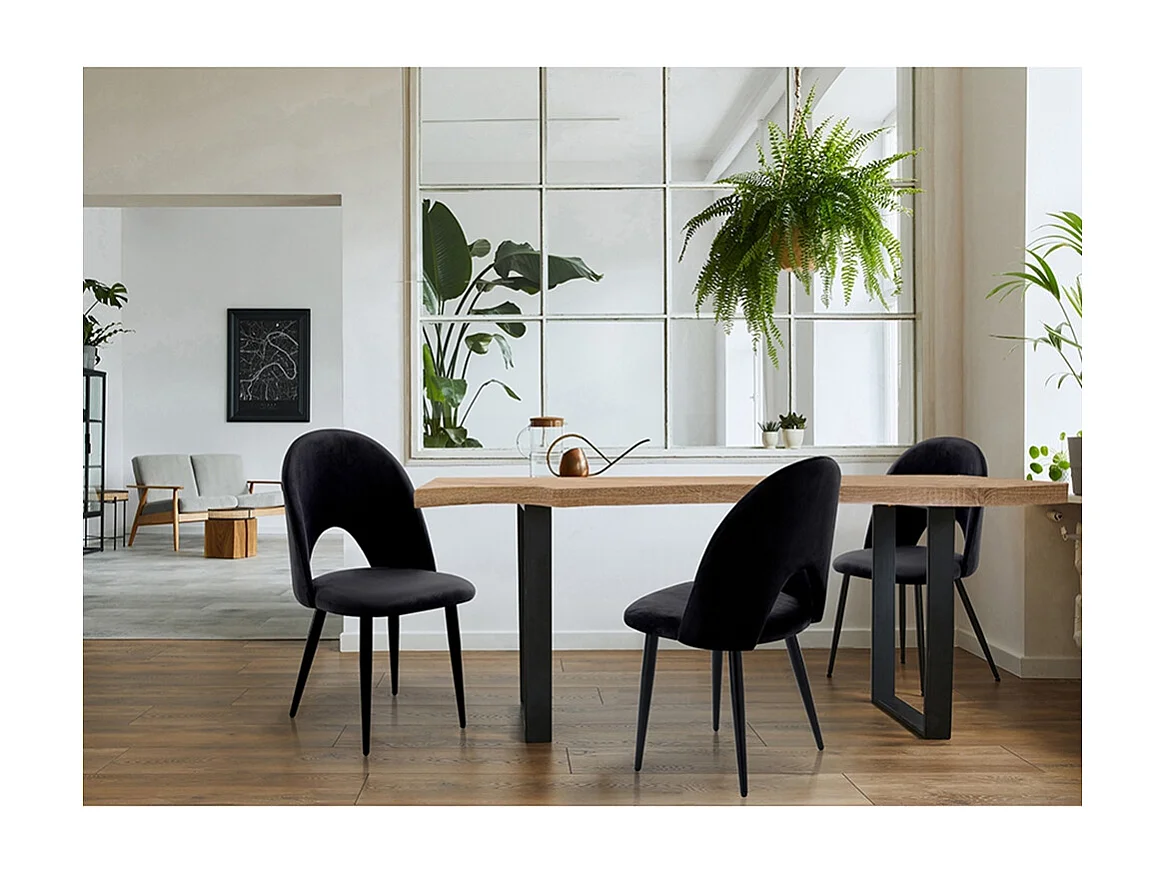 Set aus 4 modernen Design-Küchenstühlen aus Samt Bounty - Schwarz