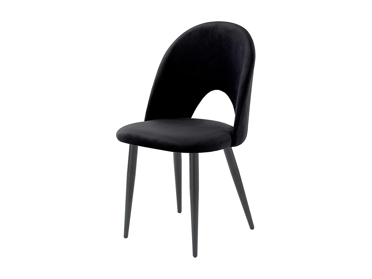 Set 4 sedie da cucina sala da pranzo design moderno in velluto Bounty - Nero