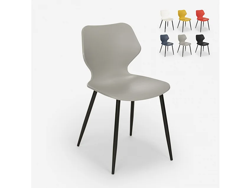 Silla de diseño moderno metal polipropileno restaurante comedor Ladysmith - Gris