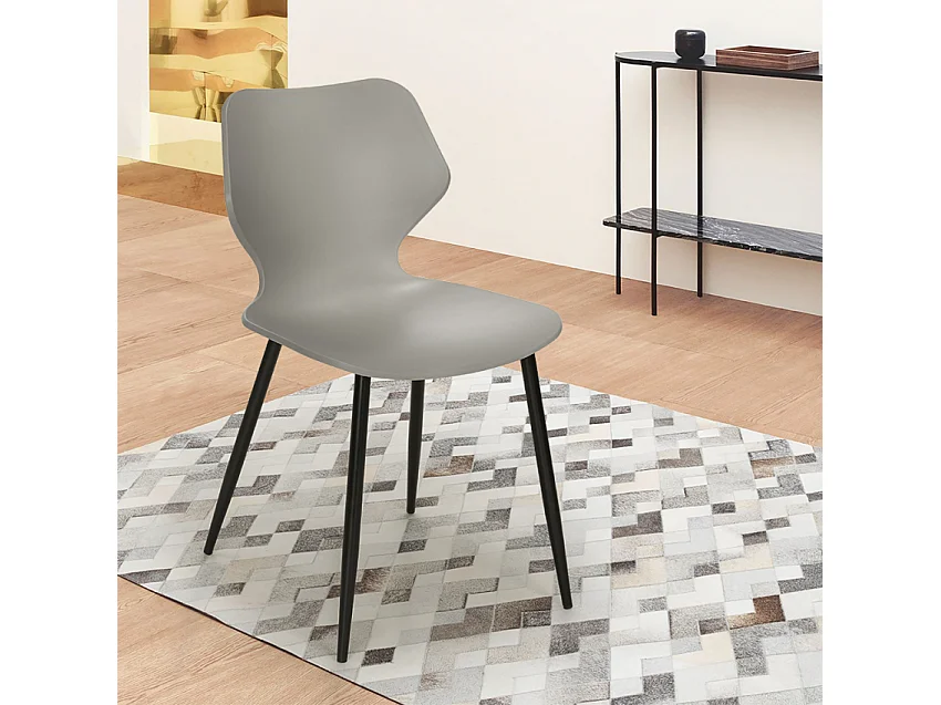 Silla de diseño moderno metal polipropileno restaurante comedor Ladysmith - Gris