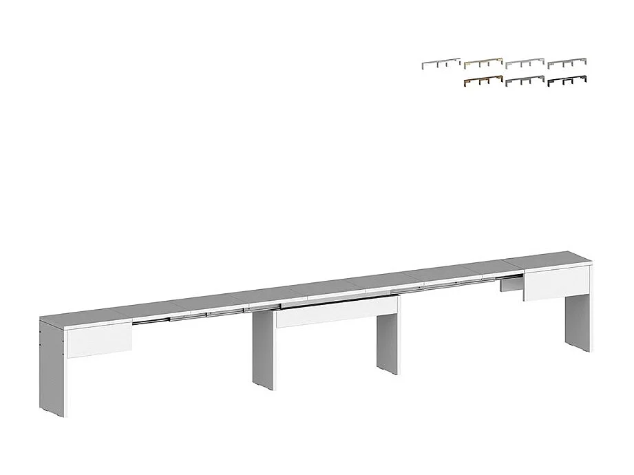 Panca per tavolo da pranzo consolle allungabile 66-290cm Pratika B - Bianco Lucido