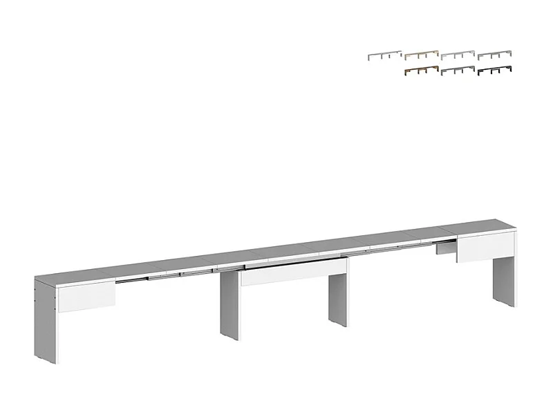 Panca per tavolo da pranzo consolle allungabile 66-290cm Pratika B - Bianco Lucido