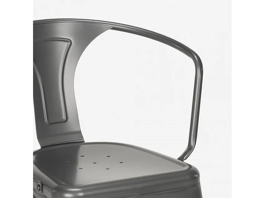 sillas con reposabrazos de acero para cocina y bar diseño moderno steel arm - Gris Oscuro
