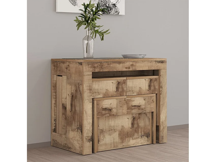 Juego de 2 bancos extensibles 66 - 290 cm para mesa de comedor Pratika A + B - Natural