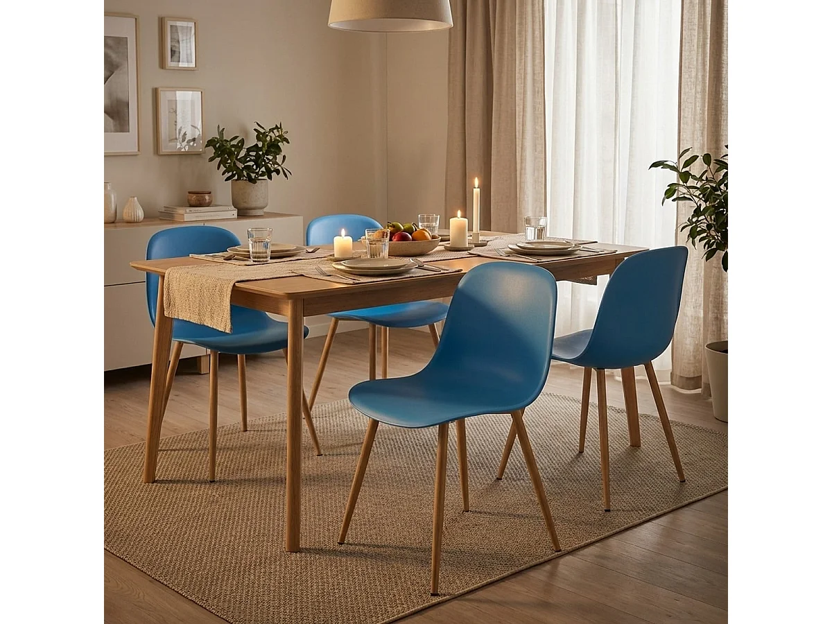 Stühle im skandinavischen Design für Küche Esszimmer Restaurant Sleek - Blau