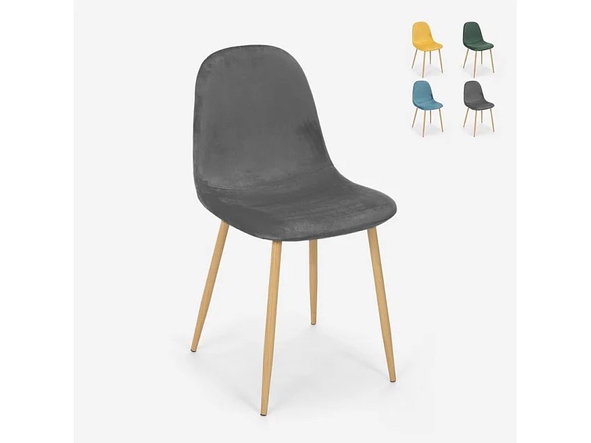 Stuhl Design Nordic Beine Holz Stoff Küche Bar Restaurant Salmon - Grau