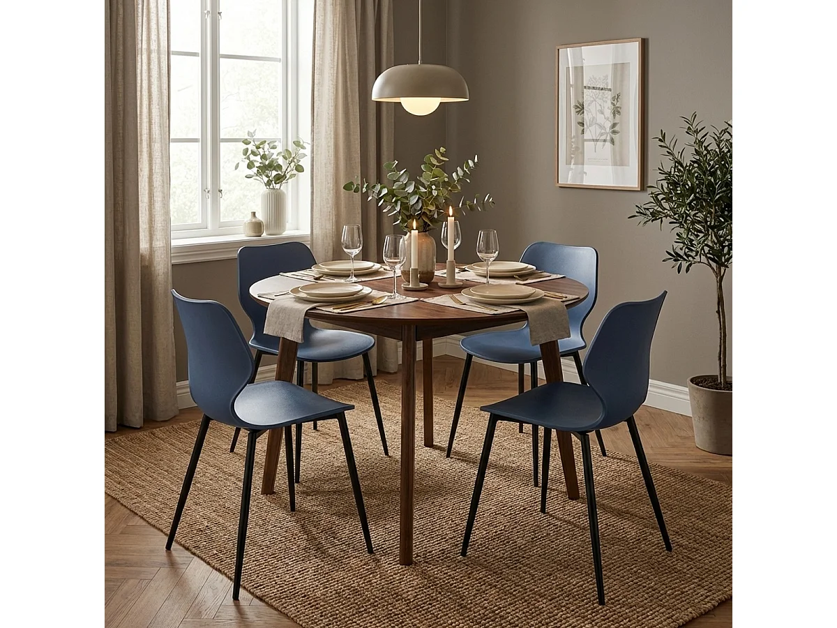 Silla de diseño moderno metal polipropileno restaurante comedor Ladysmith - Azul Marino