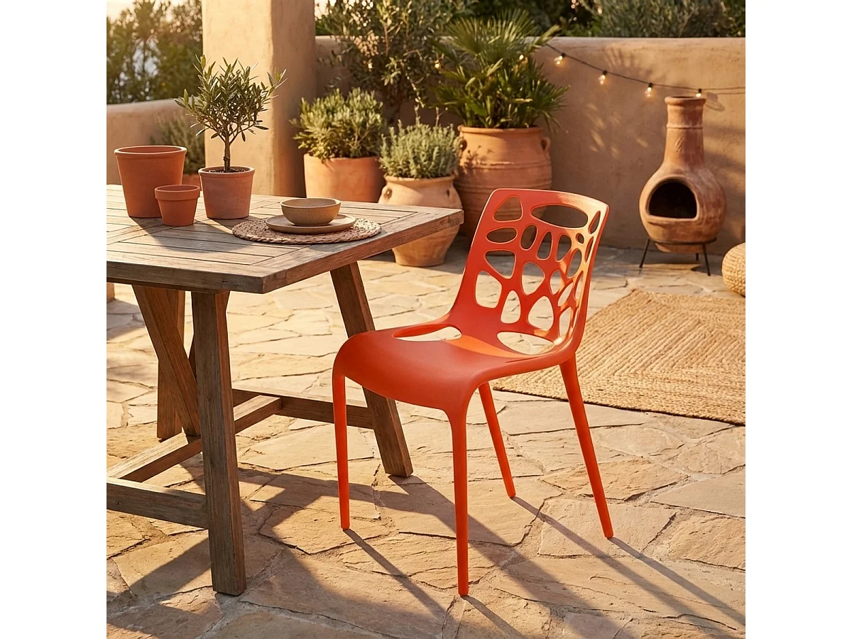 Silla polipropileno anti uv diseño moderno Gelateria cocina cafetería - Naranja