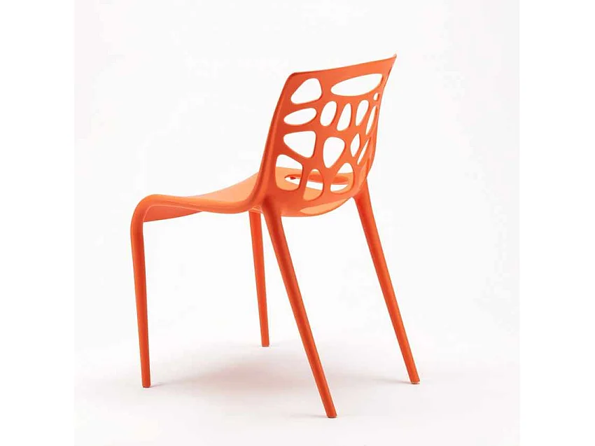 Silla polipropileno anti uv diseño moderno Gelateria cocina cafetería - Naranja