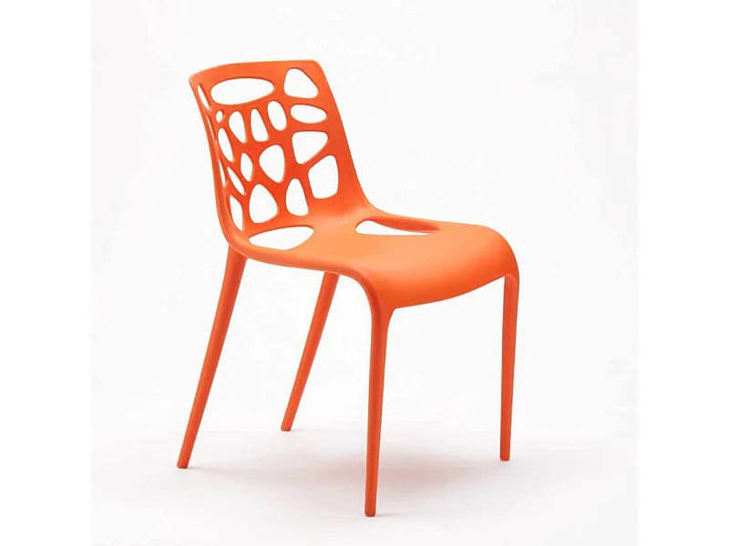 Silla polipropileno anti uv diseño moderno Gelateria cocina cafetería - Naranja
