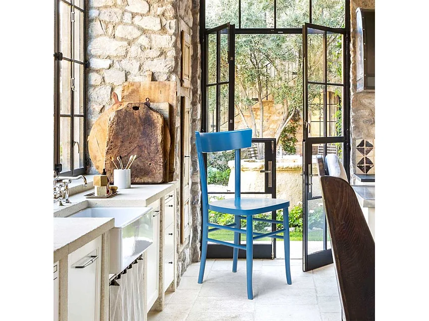 Silla de madera rústica clásica para comedor cocina bar restaurante Milano - Natural