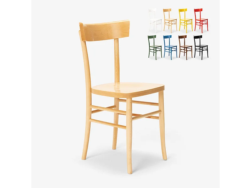 Silla de madera rústica clásica para comedor cocina bar restaurante Milano - Natural