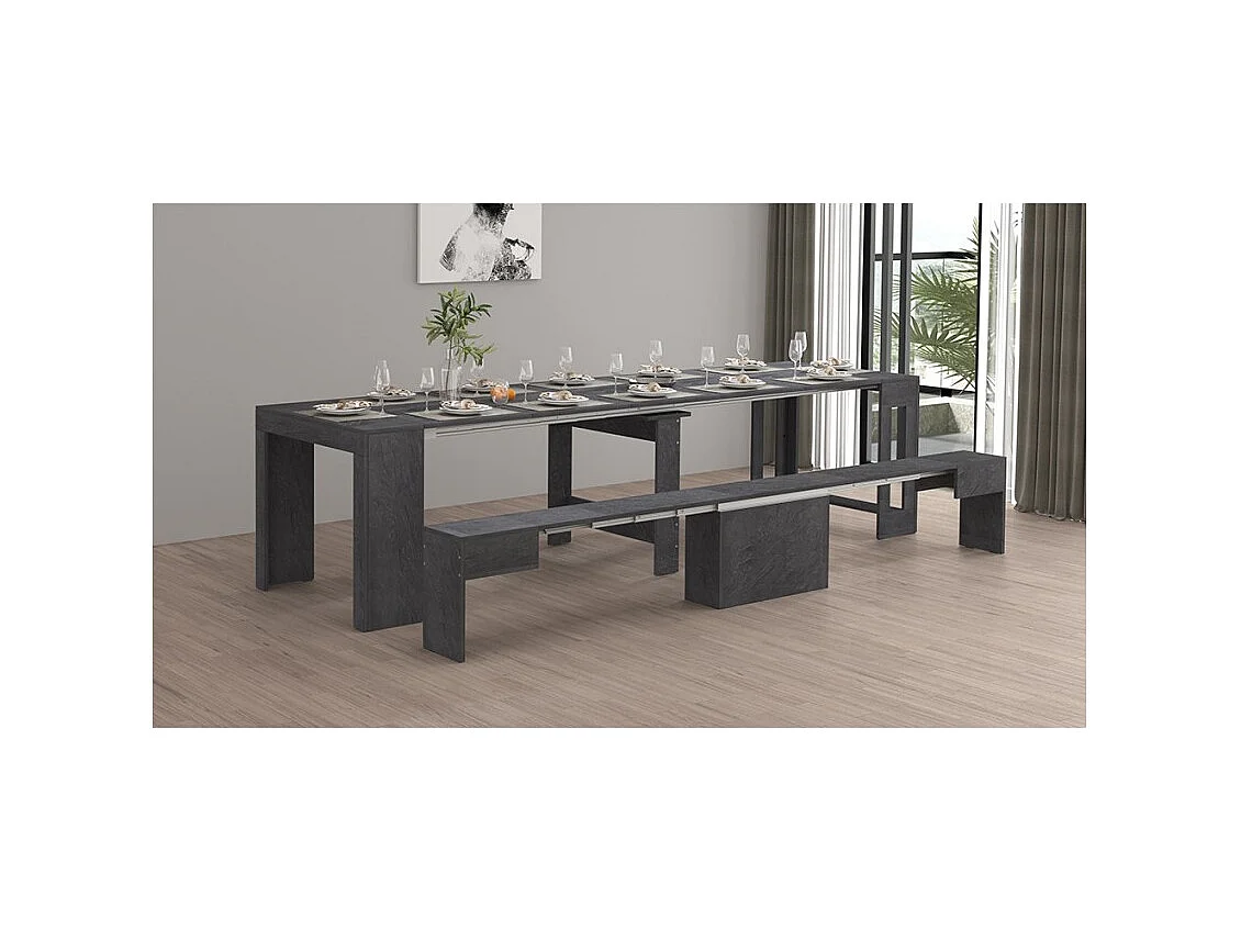 Panca allungabile 66-290cm per tavolo da pranzo consolle Pratika A - Antracite