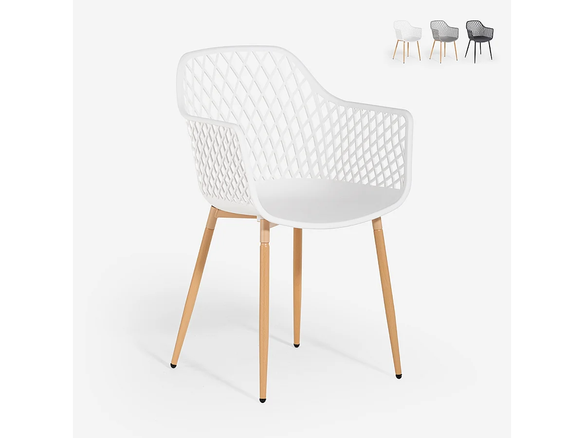 Moderne Design-Küchenstuhl aus Polypropylen mit Armlehnen Vetra - Weiß