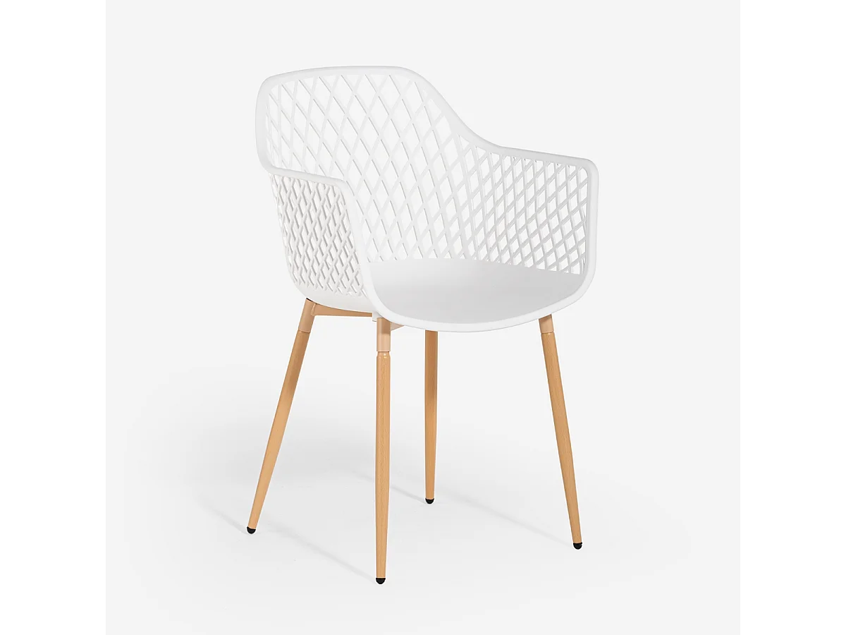 Moderne Design-Küchenstuhl aus Polypropylen mit Armlehnen Vetra - Weiß