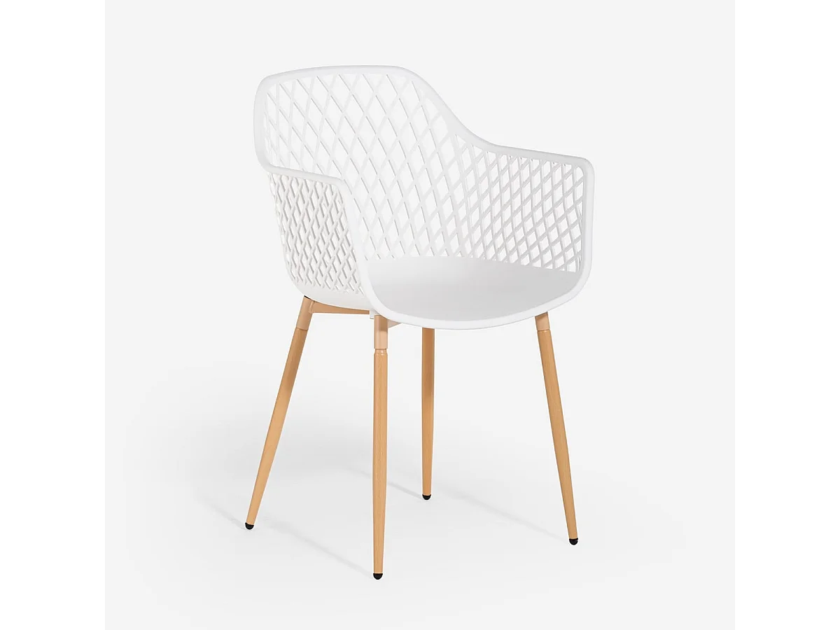 Moderne Design-Küchenstuhl aus Polypropylen mit Armlehnen Vetra - Weiß