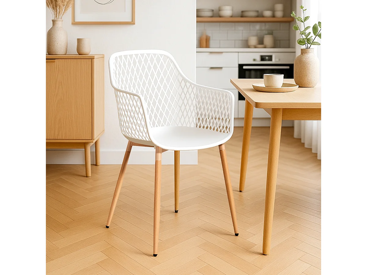 Moderne Design-Küchenstuhl aus Polypropylen mit Armlehnen Vetra - Weiß