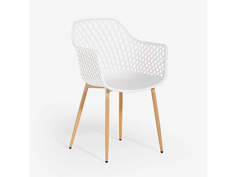 Moderne Design-Küchenstuhl aus Polypropylen mit Armlehnen Vetra - Weiß