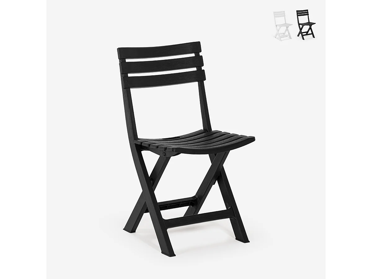 Sedia pieghevole salvaspazio in polipropilene bianco nero da giardino Closy - Nero