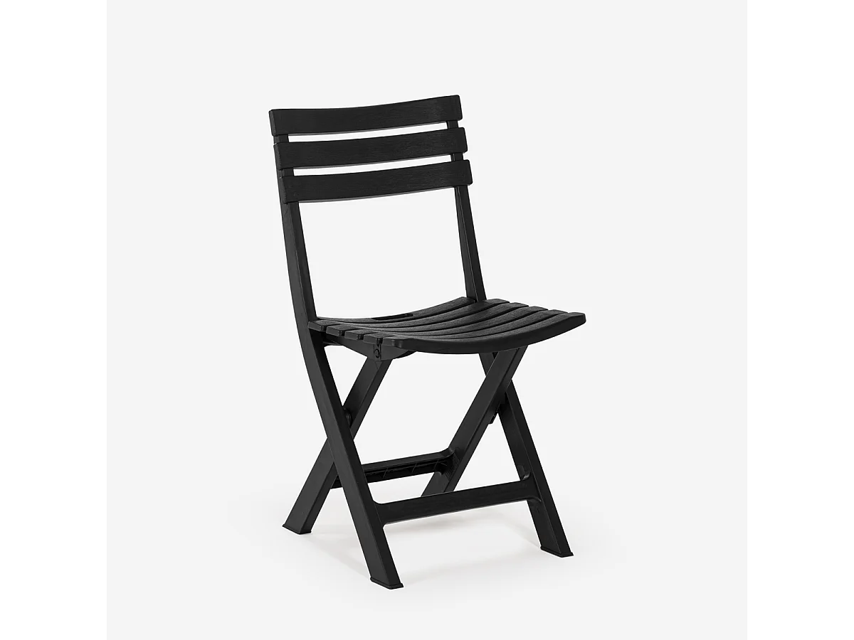 Sedia pieghevole salvaspazio in polipropilene bianco nero da giardino Closy - Nero