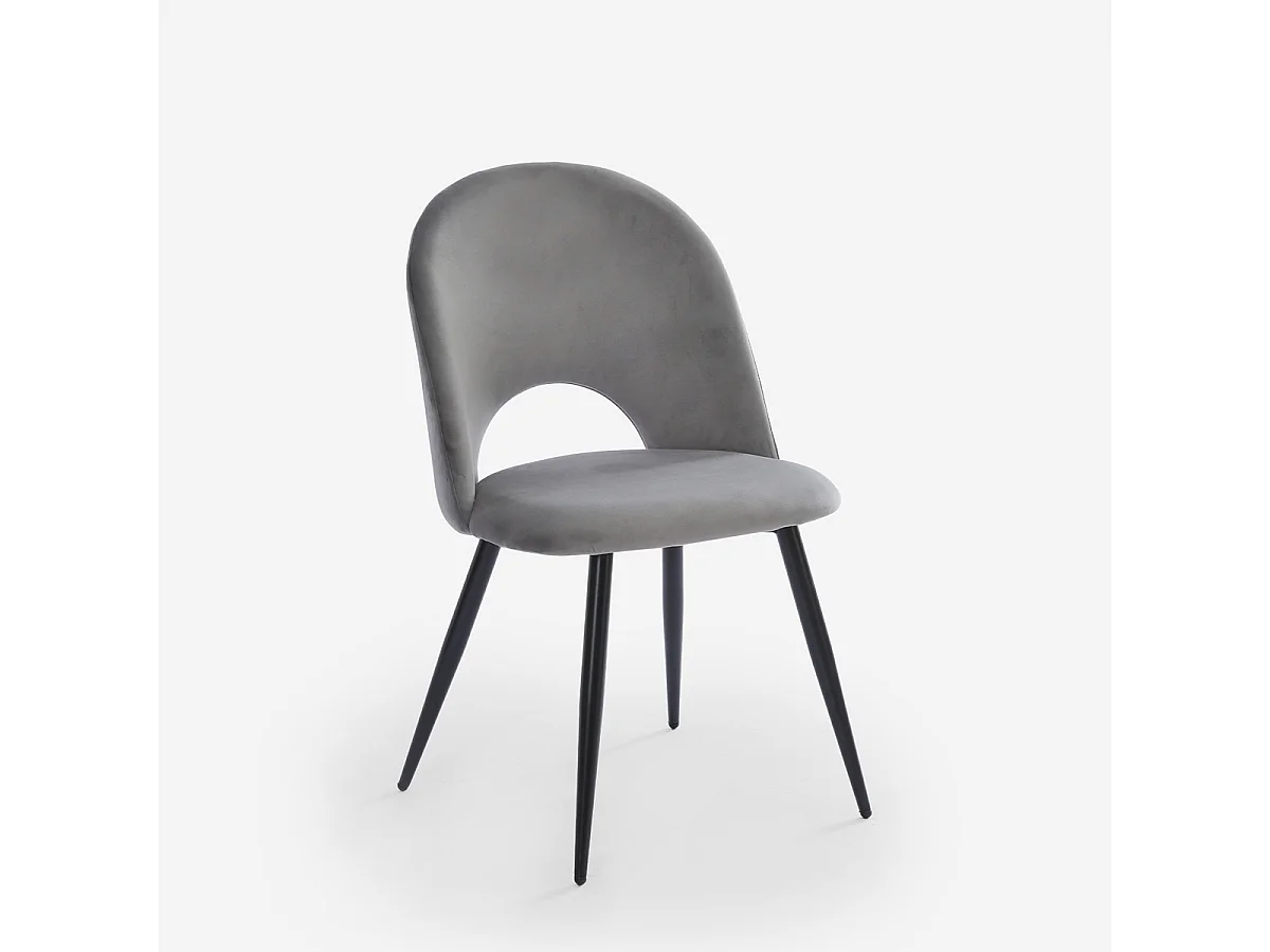 Sedia moderna in velluto e imbottita per sala da pranzo cucina Zarda - Grigio