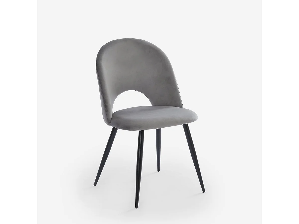 Stuhl modern aus Samt gepolstert Esszimmer Küche Zarda - Grau