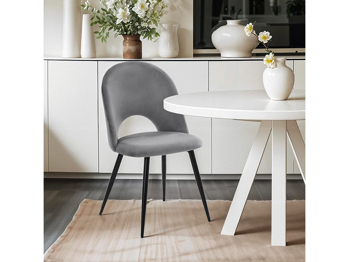 Stuhl modern aus Samt gepolstert Esszimmer Küche Zarda - Grau