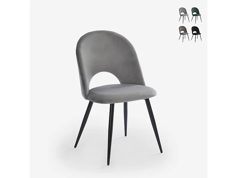 Chaise salle à manger cuisine moderne en velours rembourrée Zarda - Gris