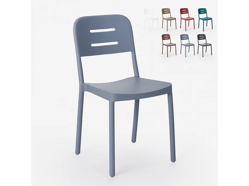 Silla de diseño moderno de polipropileno para bar, cocina, restaurante y jardín Mose - Gris claro