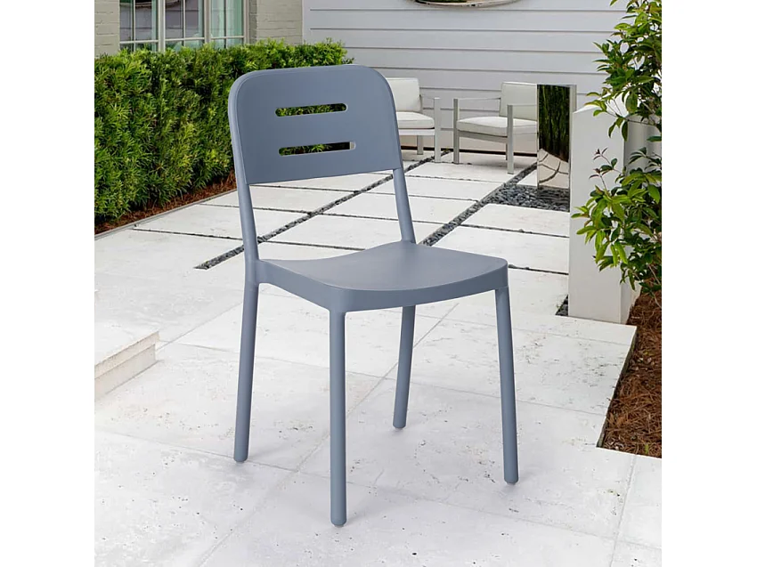 Silla de diseño moderno de polipropileno para bar, cocina, restaurante y jardín Mose - Gris claro