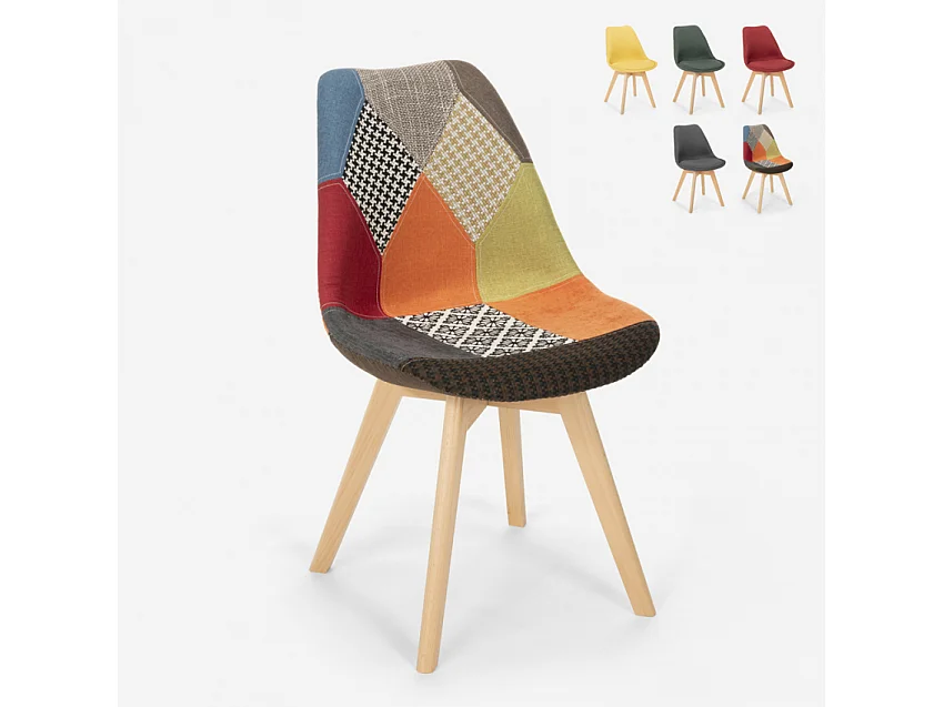 Silla de comedor de diseño nórdico con cojín Dolphin - Patchwork 3