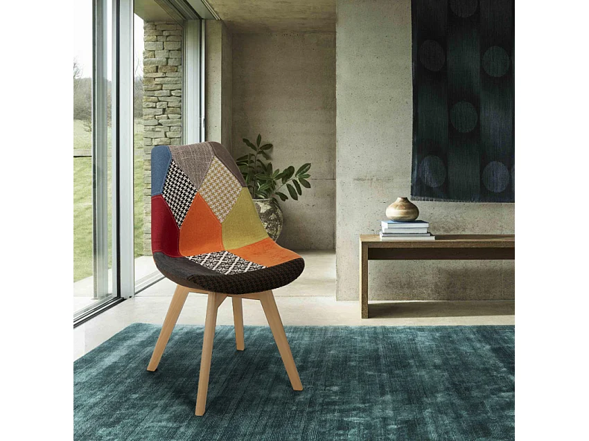 Silla de comedor de diseño nórdico con cojín Dolphin - Patchwork 3
